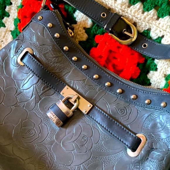 SUMMER SALE Sharif 🌹Vintage NY Designer Leather Studded Purse w/ Silver Lock - Picture 4 of 16